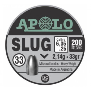 Пули полнотелые Apolo Slug 6,35 мм, 2,14 грамм, 200 штук Пули полнотелые Apolo Slug 6,35 мм, 2,14 грамм, 200 штук